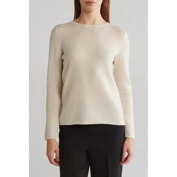 Vince Women's Heather Ecru Crewneck Wool & Cashmere Sweater Size L NWT